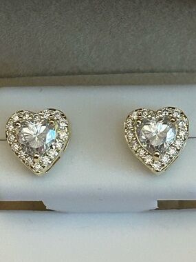 Heart-Shaped 1.50CTW Moissanite Halo Stud Earrings in Gold over Sterling Silver